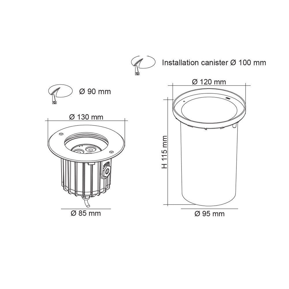Ground 3W Adjustable Inground Light Stainless Steel Finish / Daylight - S9338/3W/30 DL