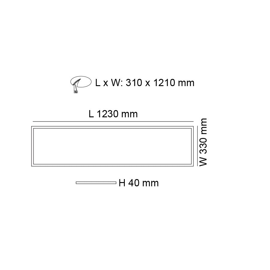 Recessed Ceiling 330mm x 1230mm Frame Panel Trim White - S9704/228FRAME