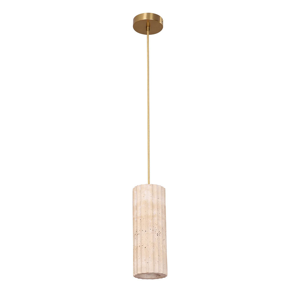 Sagitta Interior Oblong Beige Travertine with Brass Highlight Pendant - SAGITTA1