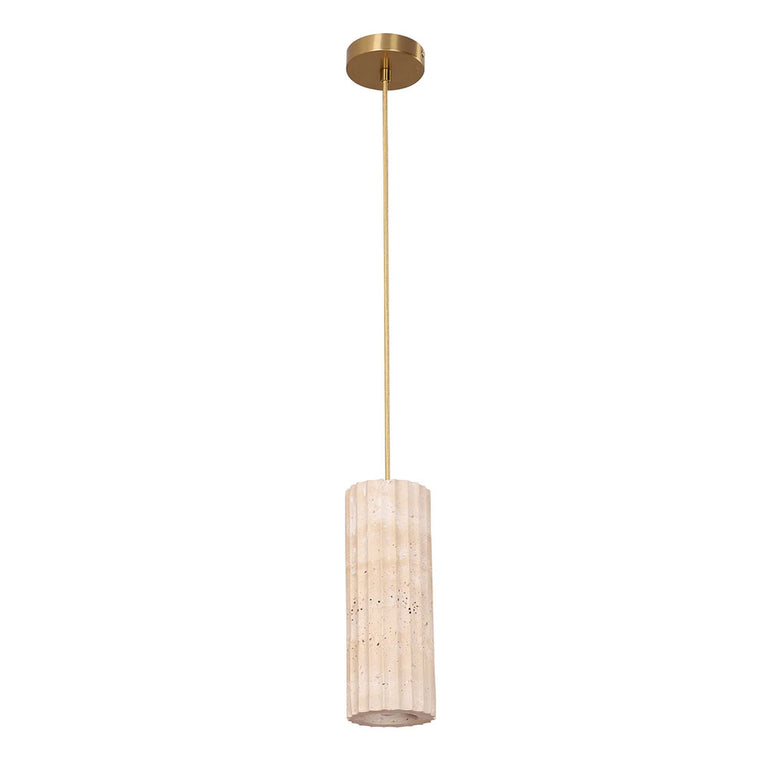 Sagitta Interior Oblong Beige Travertine with Brass Highlight Pendant - SAGITTA1