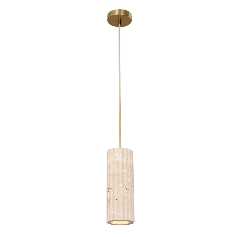 Sagitta Interior Oblong Beige Travertine with Brass Highlight Pendant - SAGITTA1