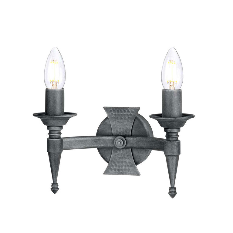 Saxon 2 Light Wall Light Black / Silver - SAX2-BLK-SIL
