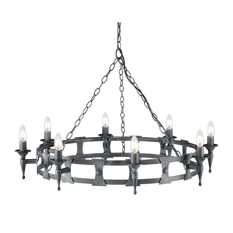 Saxon 8 Light Chandelier Black / Silver - SAX8-BLK-SIL