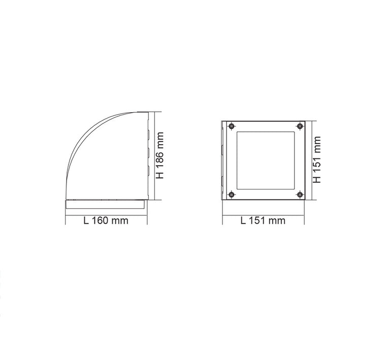 Quarter 16W LED Wall Light Black / Cool White - SE7146CW/BK