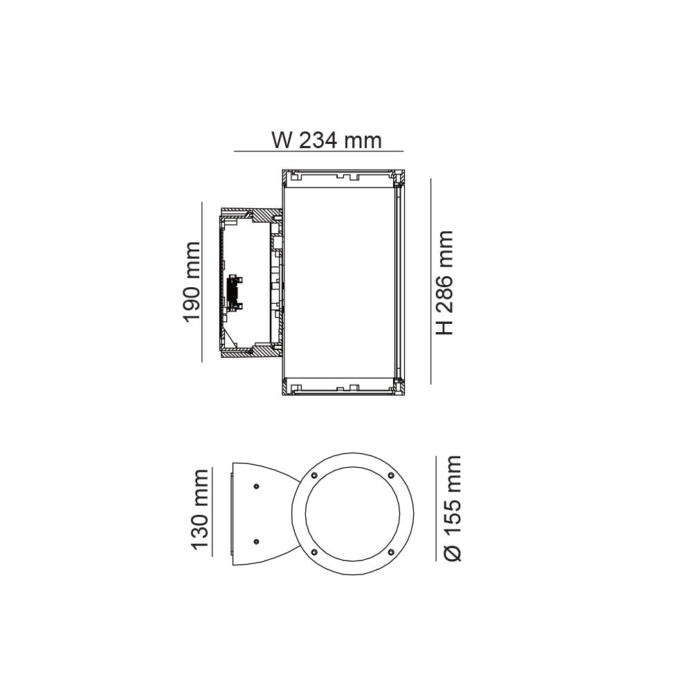 Stein 32W LED Up/Down or Down Wall Pillar Spot Light Black / Cool White - SE7148CW/BK