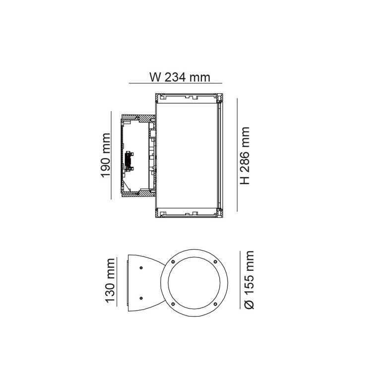 Stein 32W LED Up/Down or Down Wall Pillar Spot Light Black / Cool White - SE7148CW/BK