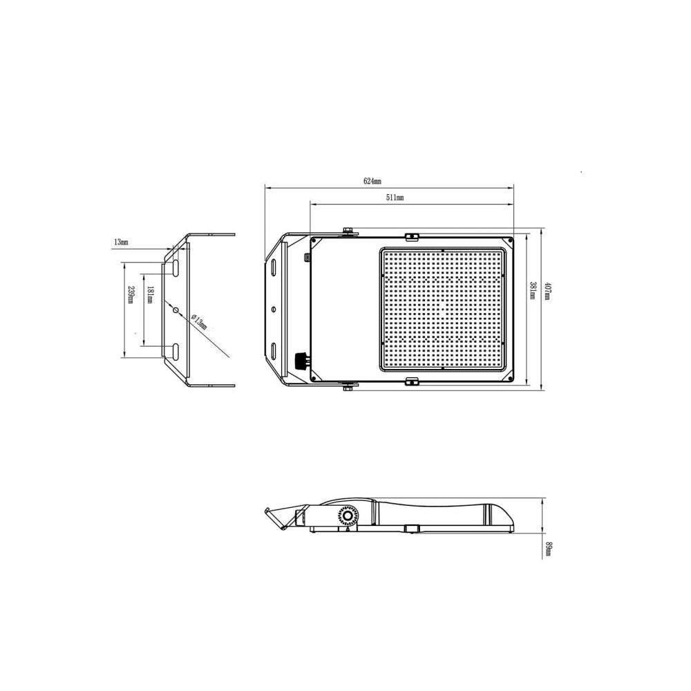 Tradestar Multi Power 240W/360W/480W LED Floodlight Black / Daylight - SE7169MP480NDL