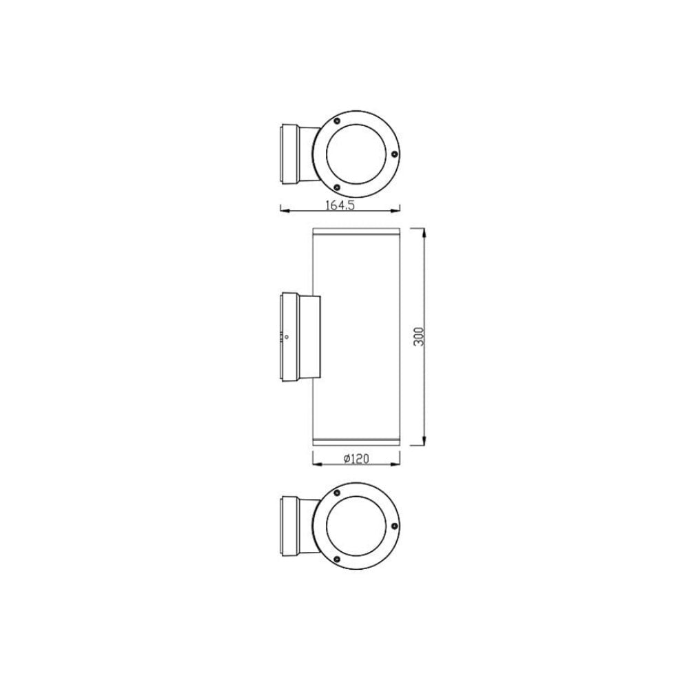 Coogee 2 x 20W Up / Down LED Wall Pillar Light Black / Tri-Colour - SE7244L/TC/BK
