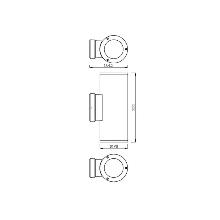 Coogee 2 x 20W Up / Down LED Wall Pillar Light Black / Tri-Colour - SE7244L/TC/BK