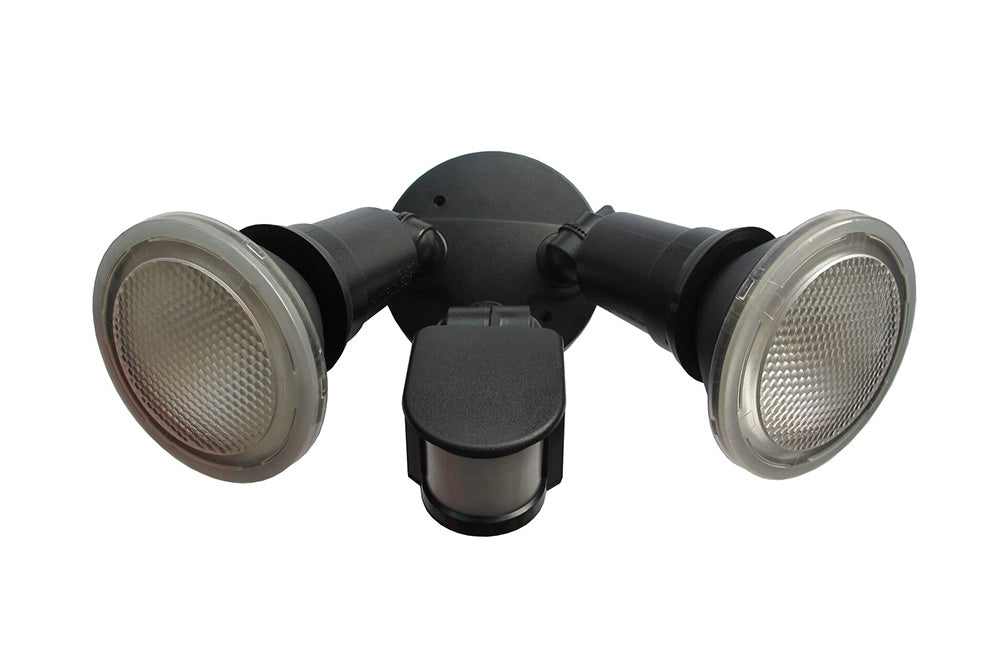 Surface Mounted 2 x 10W LED PAR30 Security Light With Sensor Black / Natural White - SEC02S