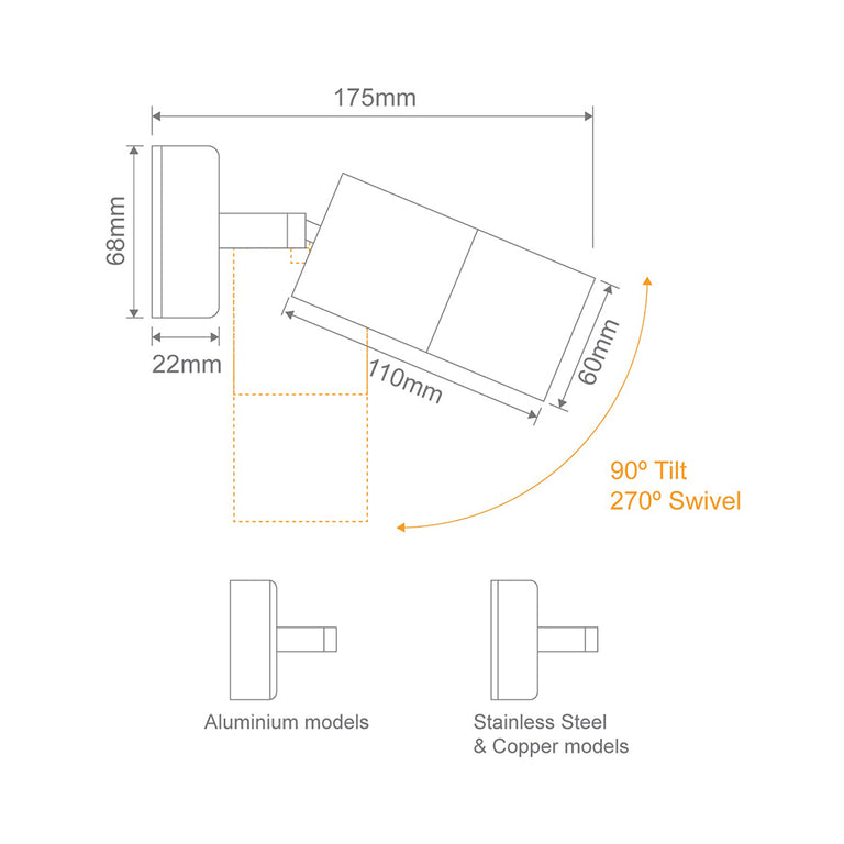 Shadow 6W LED Single Adjustable Wall Light Copper / Tri-Colour - 49049