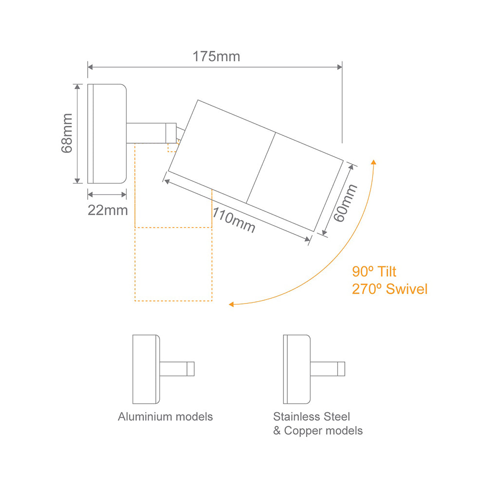 Shadow 6W LED Single Adjustable Wall Light White / Tri-Colour - 49047