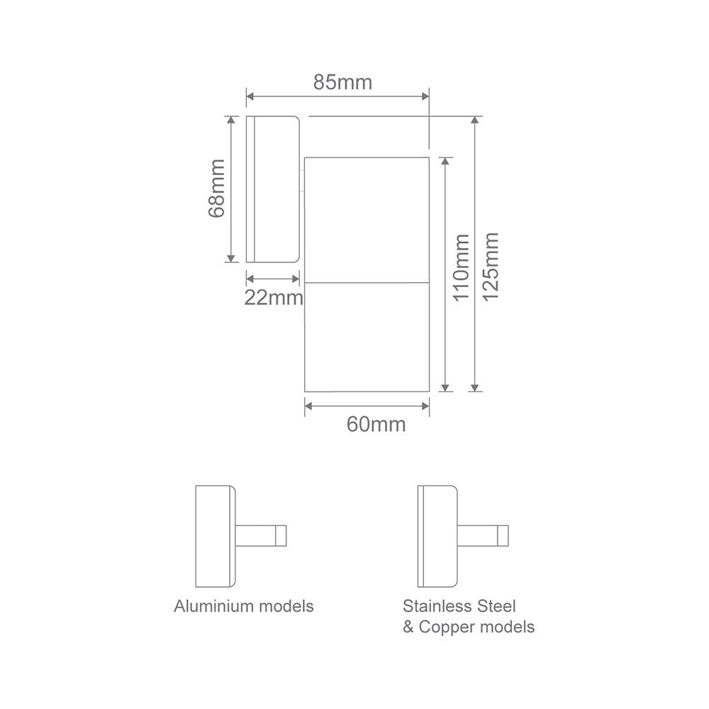 Shadow 6W Fixed LED Wall Pillar Light Copper / Tri-Colour - 49019