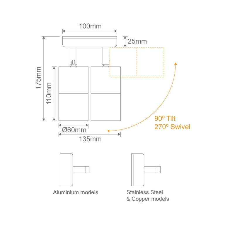 Shadow 2 x 6W LED Double Adjustable Wall Light Black / Tri-Colour - 49056