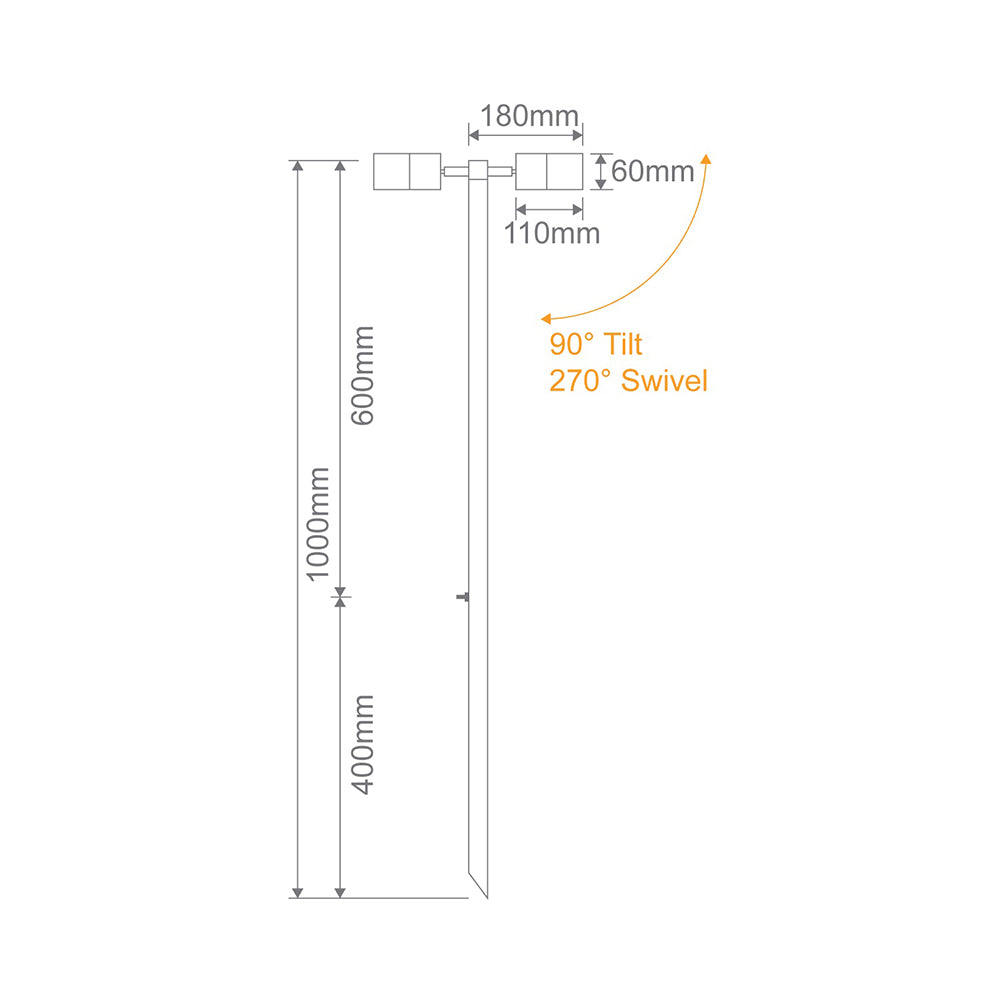 Shadow 12V DC 2 x 6W LED Twin Adjustable Path Light 316 Stainless Steel / Tri-Colour - 49089