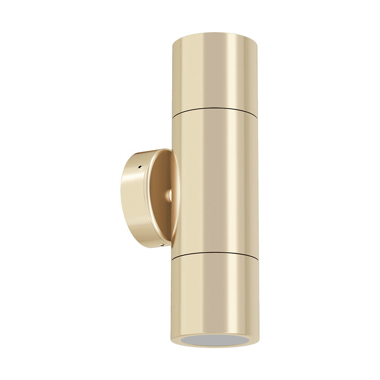 Shadow 2 x 6W LED Up / Down Wall Pillar Light Brass / Tri-Colour - 49034