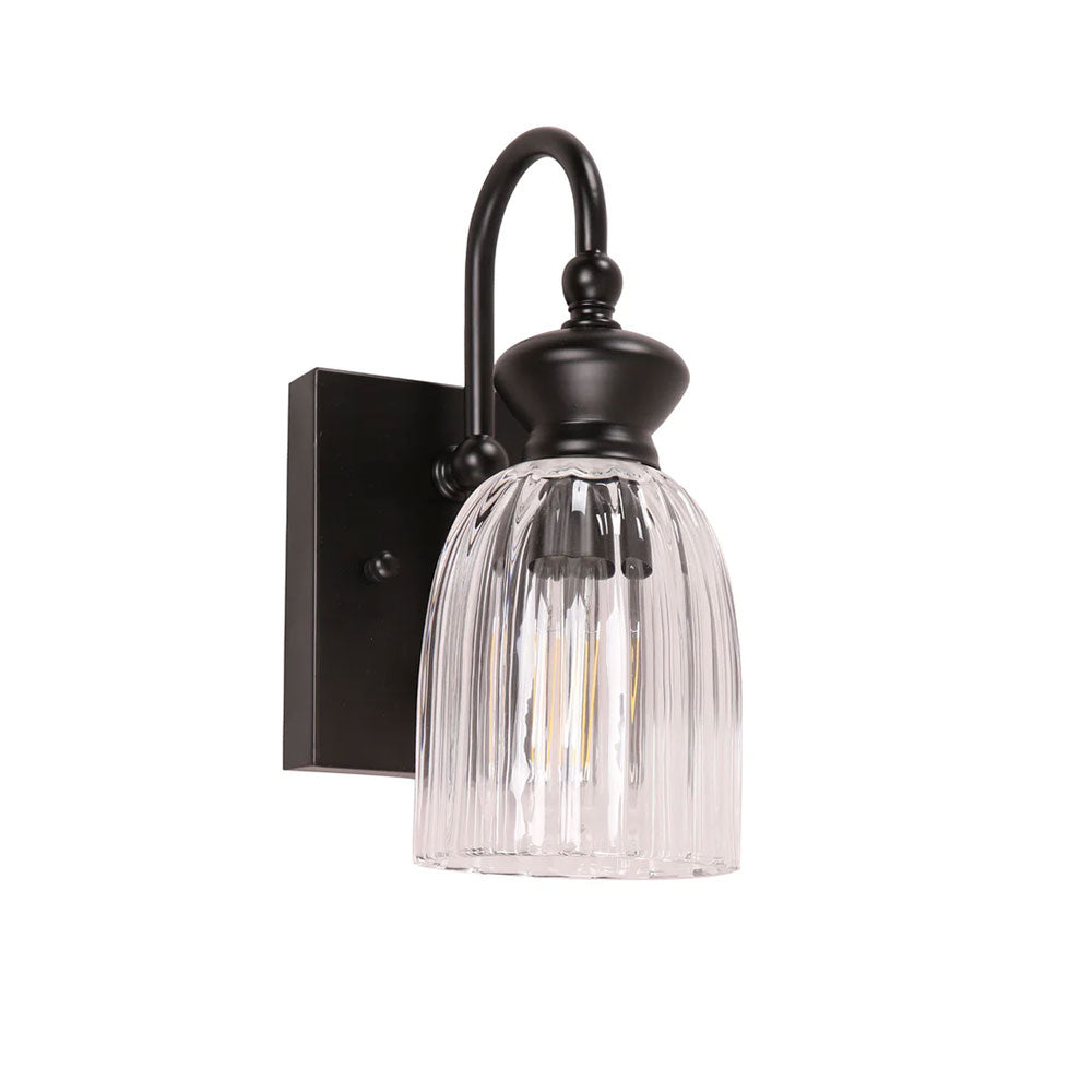Sino Interior Ellipse Single Clear Glass Shade Wall Light Black - SINO-W1