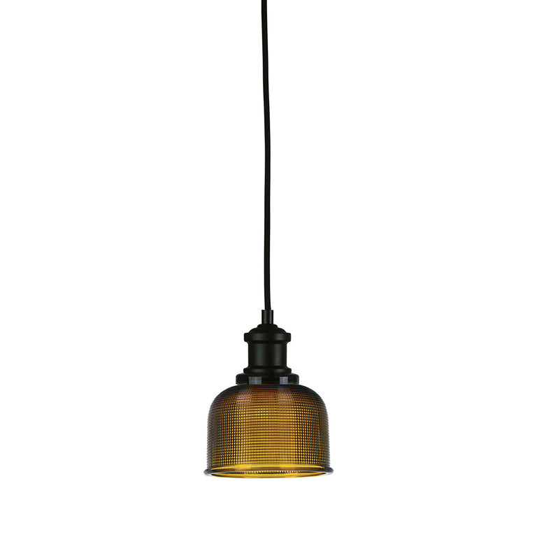 Maison.15 Retro 1 Light Halophane Amber Glass Pendant