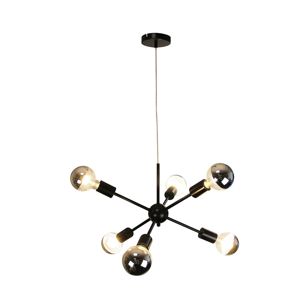 Sputnik 6 Light Groovy Satellite Pendant Black - SL63206BK