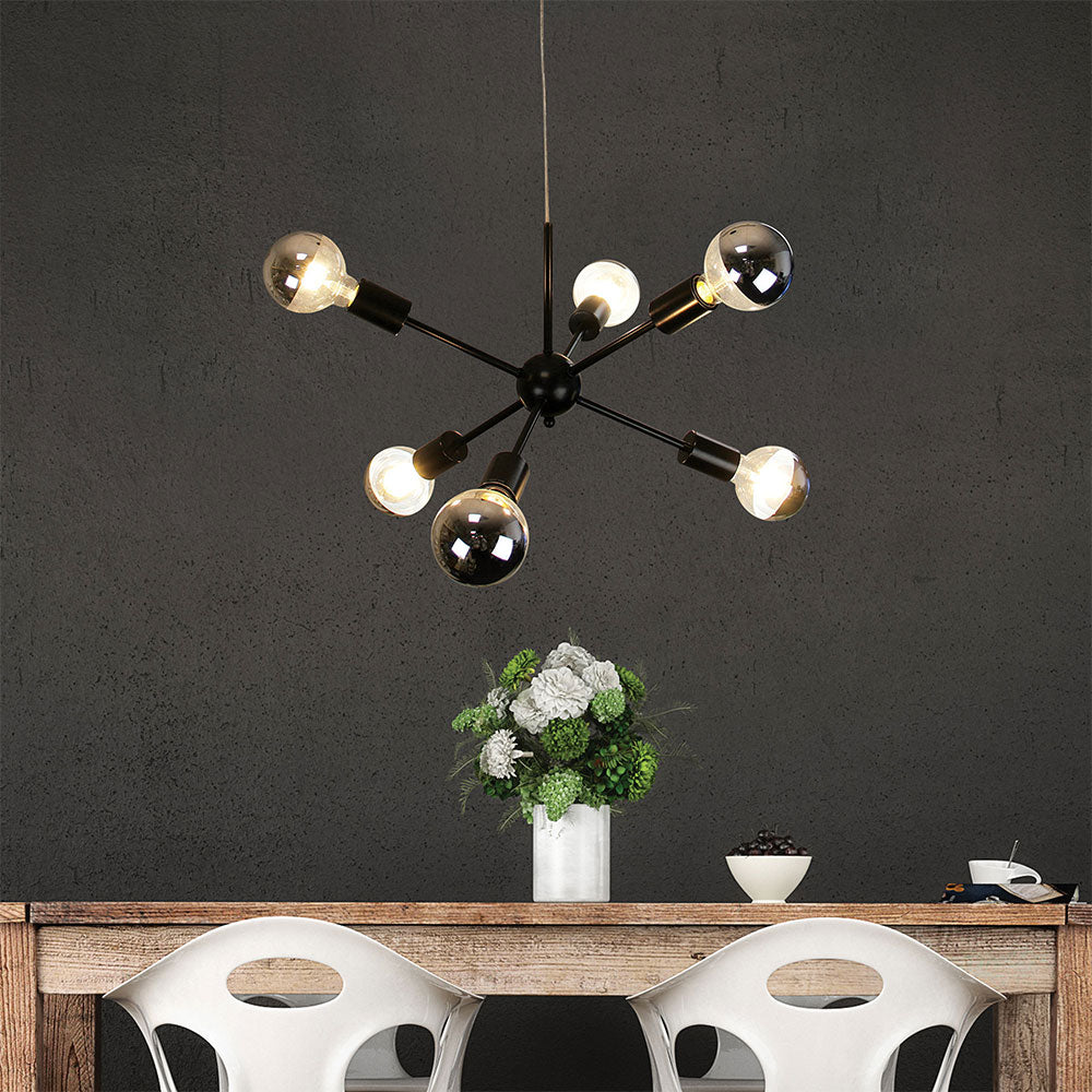 Sputnik 6 Light Groovy Satellite Pendant Black - SL63206BK