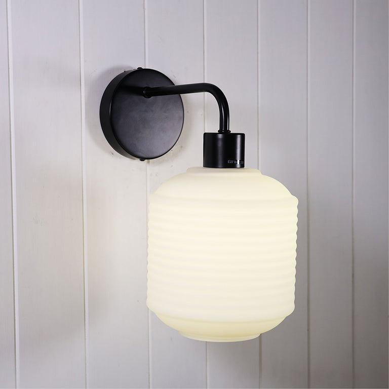 Marconi Wall Light Black With Opal Matt Glass - SL63531OM