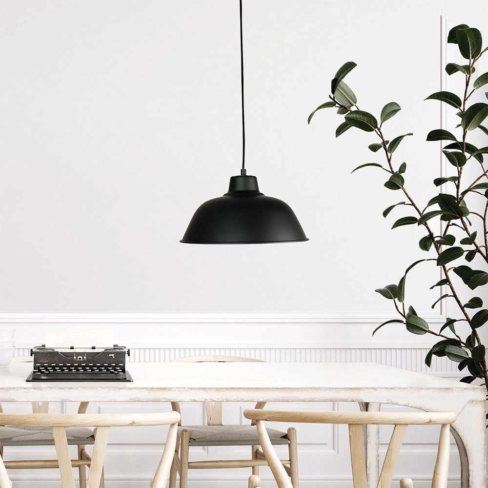 Forge 300mm Retro Industrial Pendant Black - SL64730BK