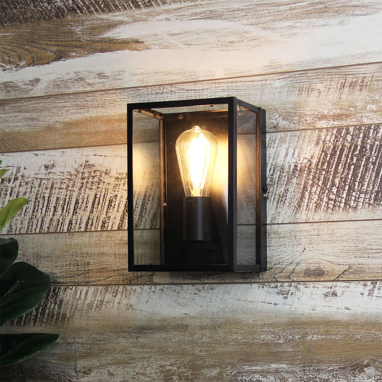Eaton Urban Retro Wall Light with Clear Glass Black - SL64906BK