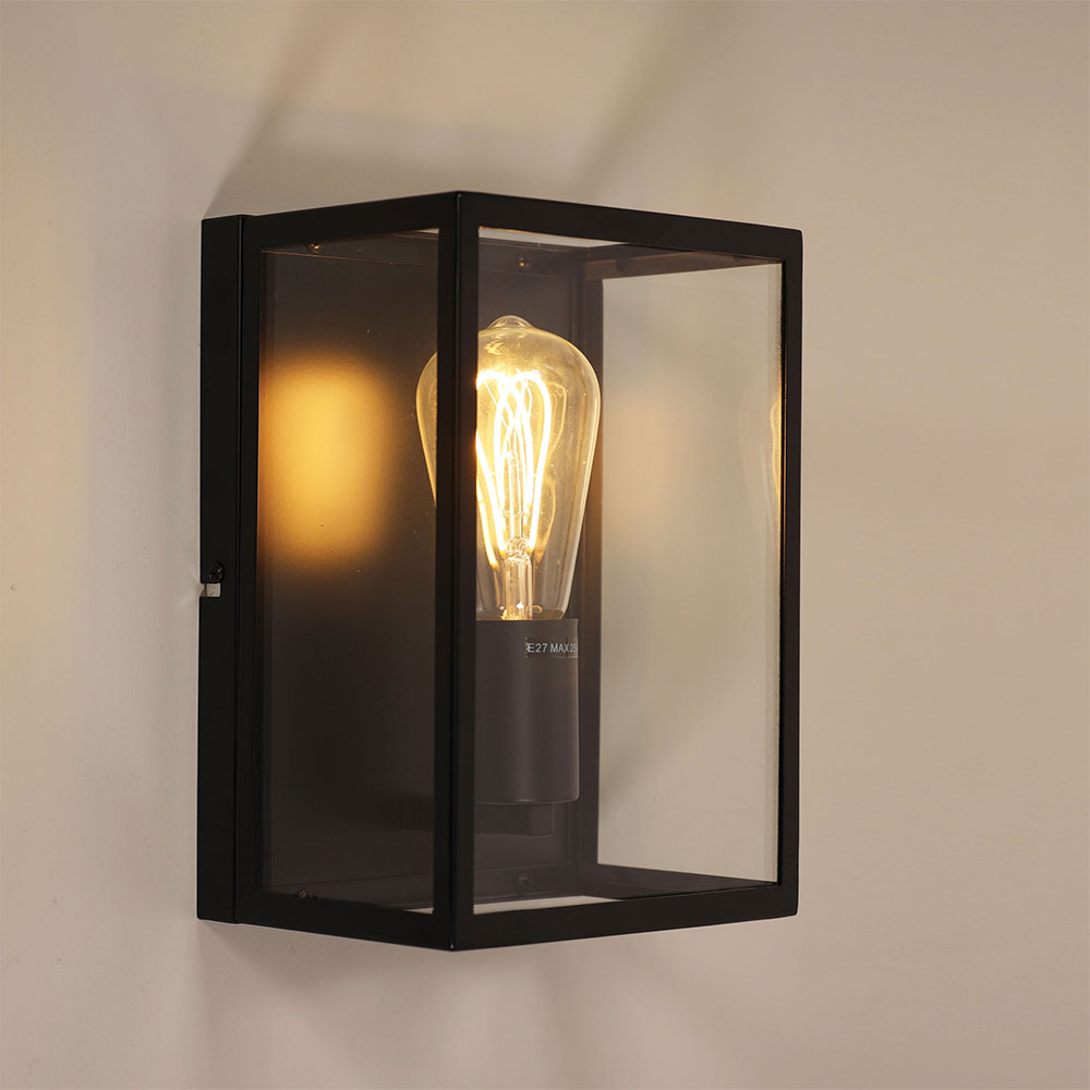 Eaton Urban Retro Wall Light with Clear Glass Black - SL64906BK