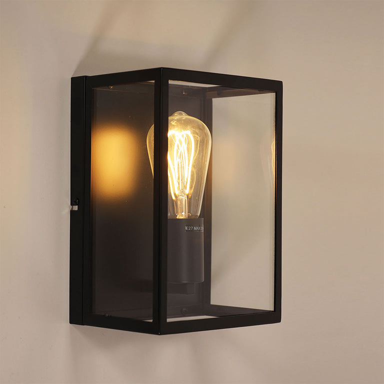 Eaton Urban Retro Wall Light with Clear Glass Black - SL64906BK