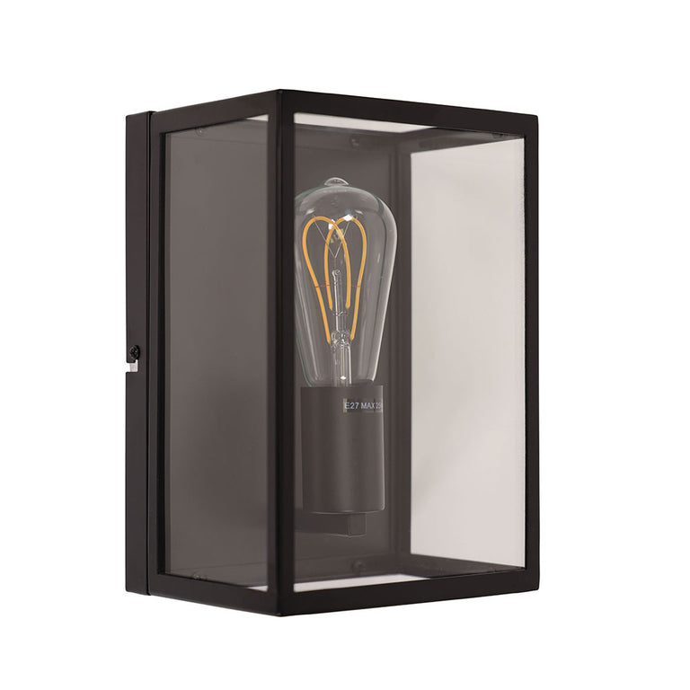Eaton Urban Retro Wall Light with Clear Glass Black - SL64906BK