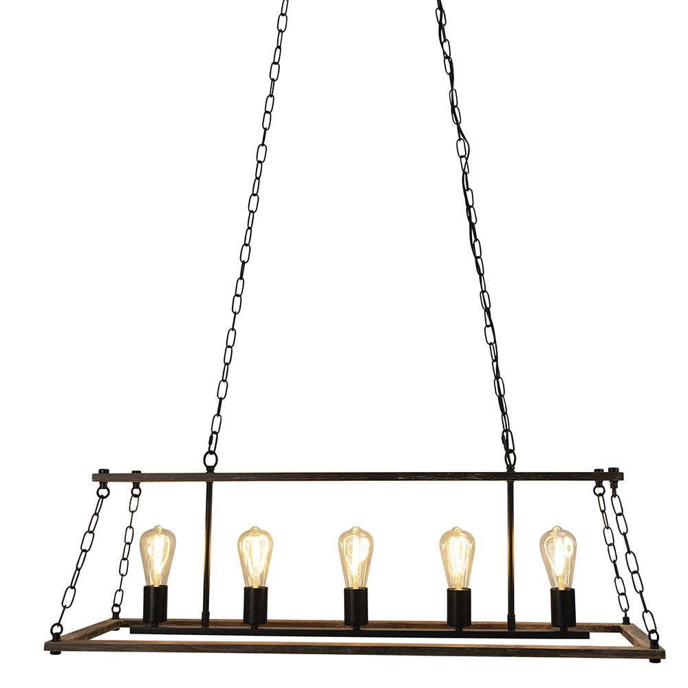 Island 5 Light Pendant Natural / Black - SL65115