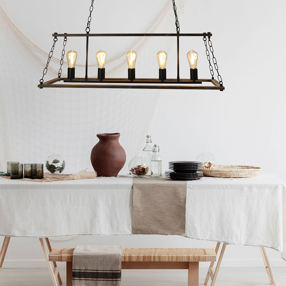 Island 5 Light Pendant Natural / Black - SL65115
