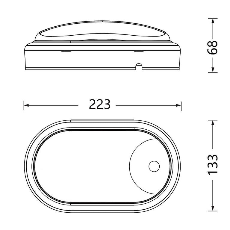 High Output 15W LED Oval Bunker With Sensor White / Tri-Colour - SL7271TC/WH/S