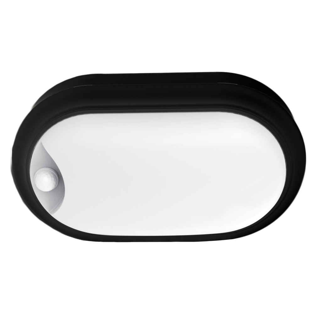 High Output 15W LED Oval Bunker With Sensor Black / Cool White - SL7271CW/BK/S