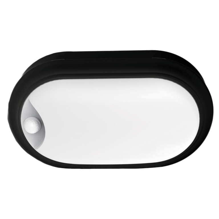 High Output 15W LED Oval Bunker With Sensor Black / Cool White - SL7271CW/BK/S