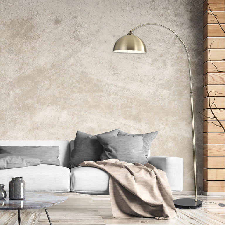Marmo Arc Floor Lamp With Marble Base Antique Brass - SL91203AB