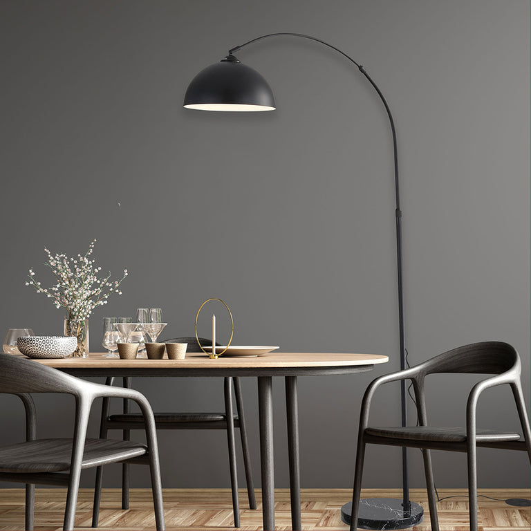 Marmo Arc Floor Lamp With Marble Base Black - SL91203BK