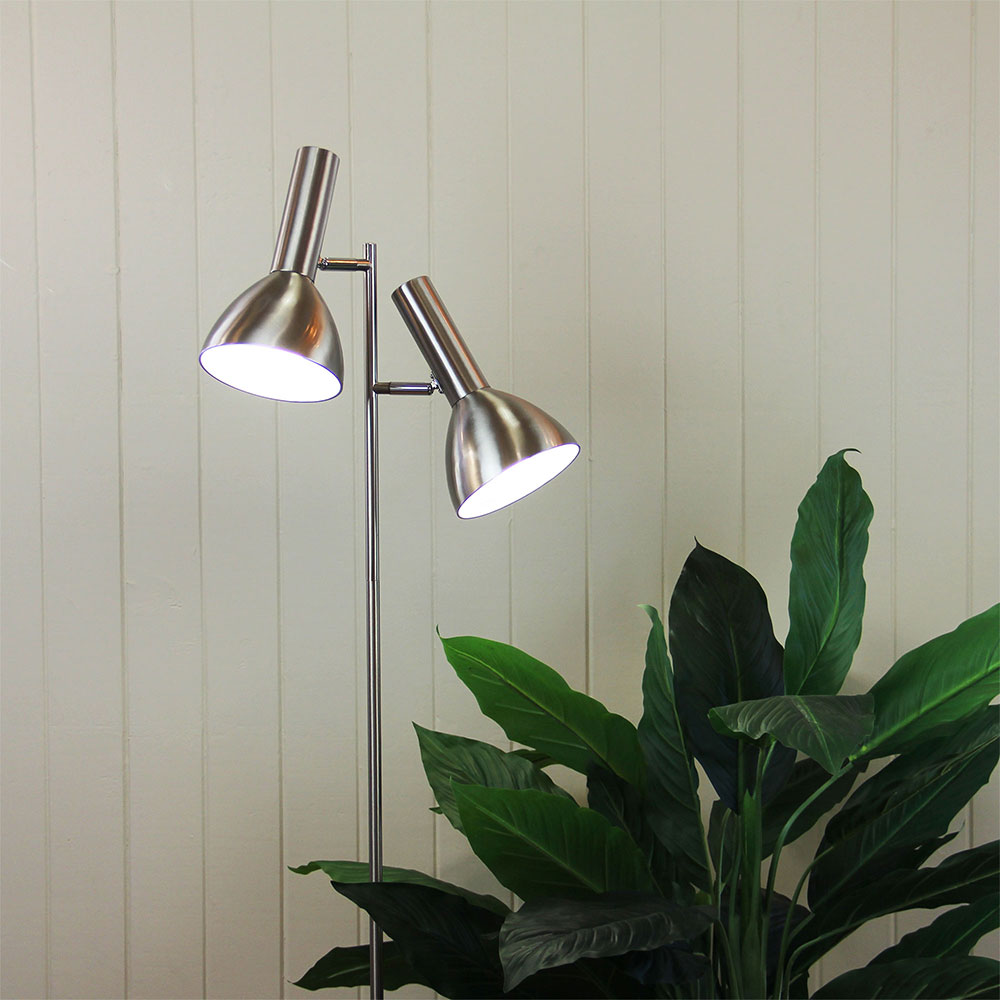 Vespa 2 Light Adjustable Floor Lamp Brushed Chrome - SL98572BC
