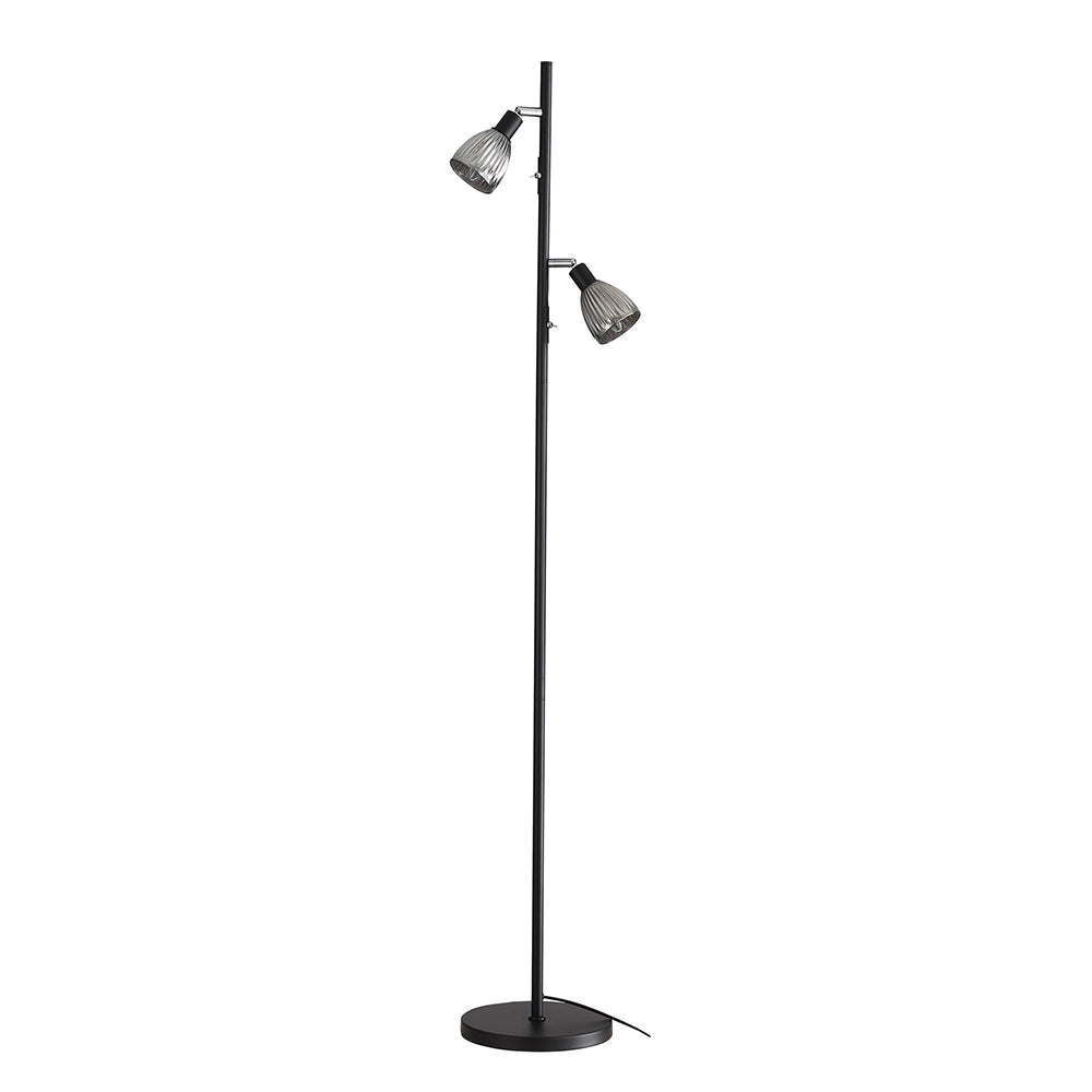 Alma Smoked Glass Twin Floor Lamp Black - SL98763BK