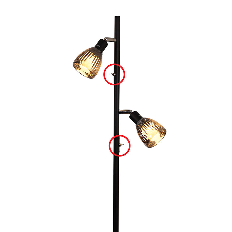 Alma Smoked Glass Twin Floor Lamp Black - SL98763BK
