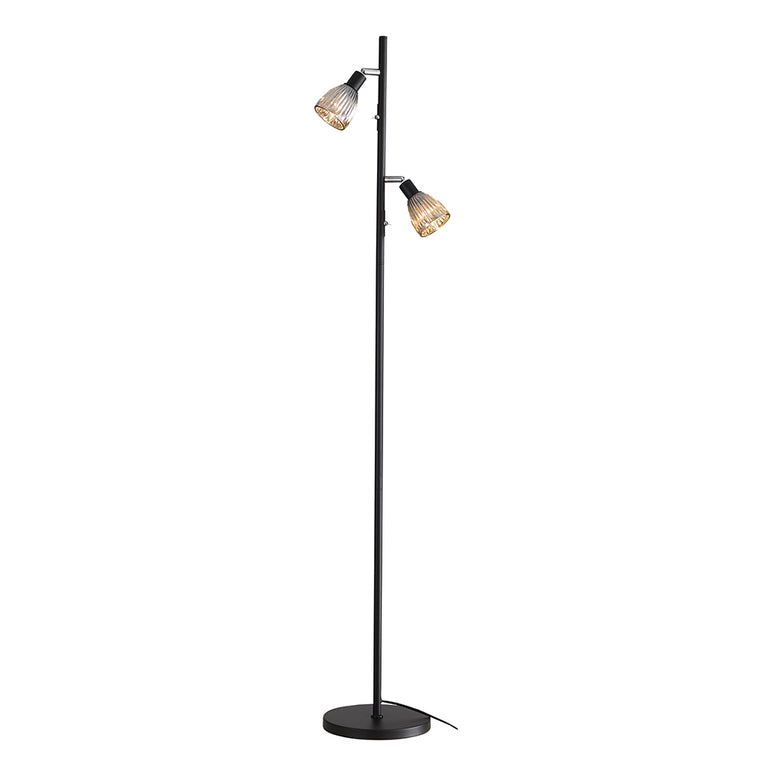 Alma Smoked Glass Twin Floor Lamp Black - SL98763BK