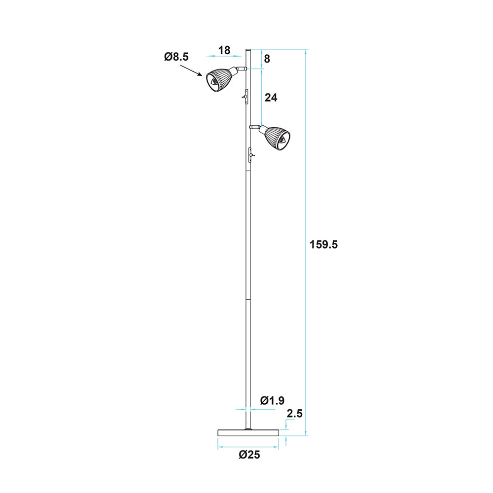 Alma Smoked Glass Twin Floor Lamp Black - SL98763BK