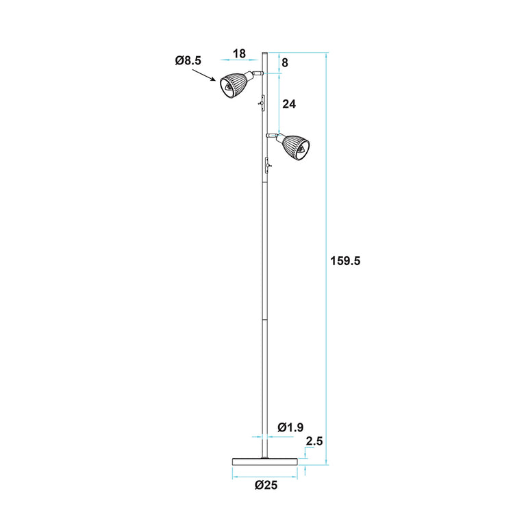 Alma Smoked Glass Twin Floor Lamp Black - SL98763BK