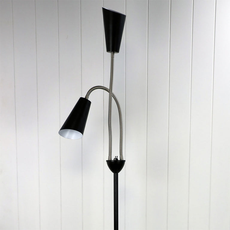 Walt 2 Light Flexible Neck Floor Lamp Black / Brushed Chrome - SL98812BC