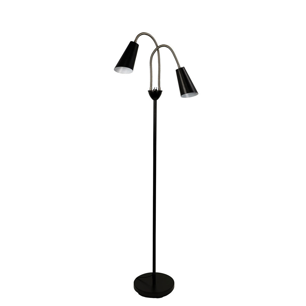 Walt 2 Light Flexible Neck Floor Lamp Black / Brushed Chrome - SL98812BC