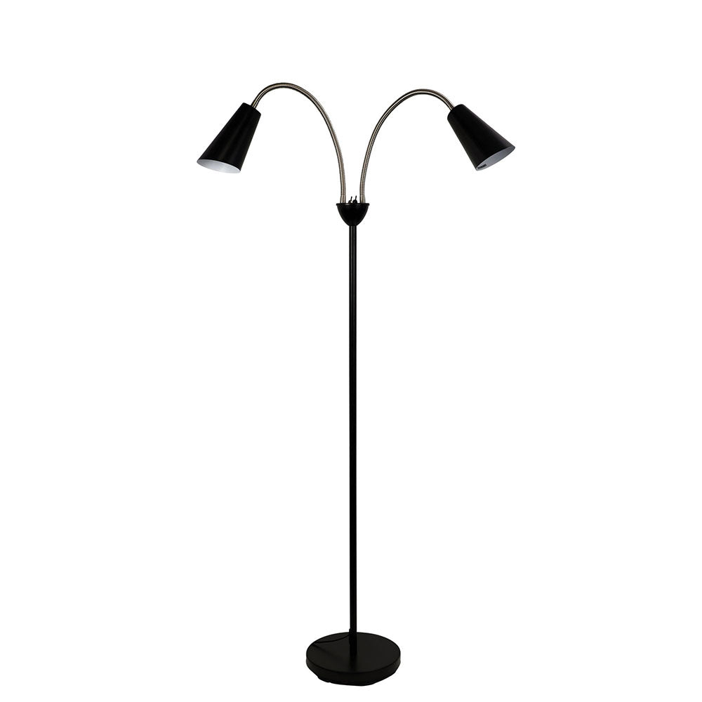 Walt 2 Light Flexible Neck Floor Lamp Black / Brushed Chrome - SL98812BC