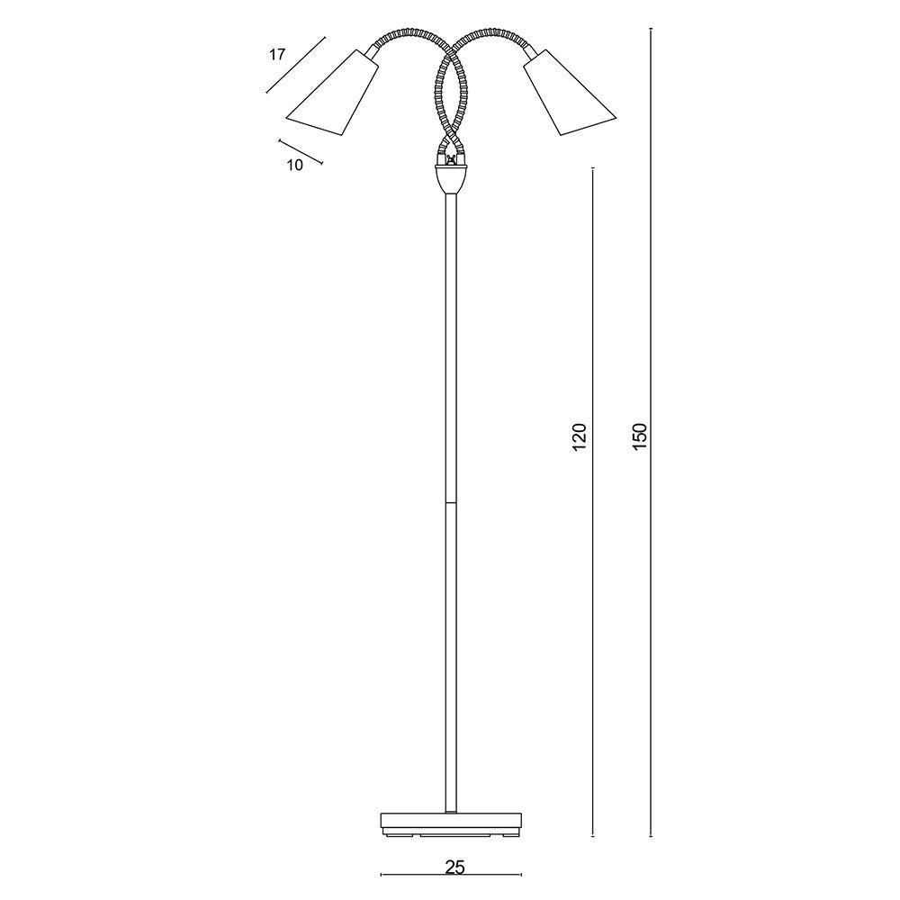 Walt 2 Light Flexible Neck Floor Lamp Black / Brushed Chrome - SL98812BC