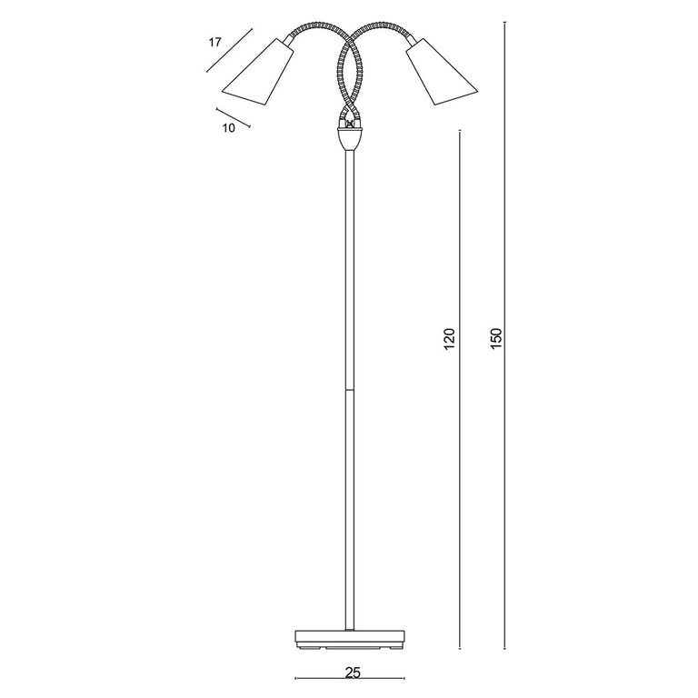 Walt 2 Light Flexible Neck Floor Lamp Black / Brushed Chrome - SL98812BC