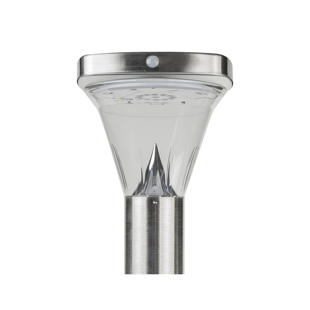Square Solar LED Bollard with PIR Sensor Stainless Steel - SLDBL0027-2.6W-PIR