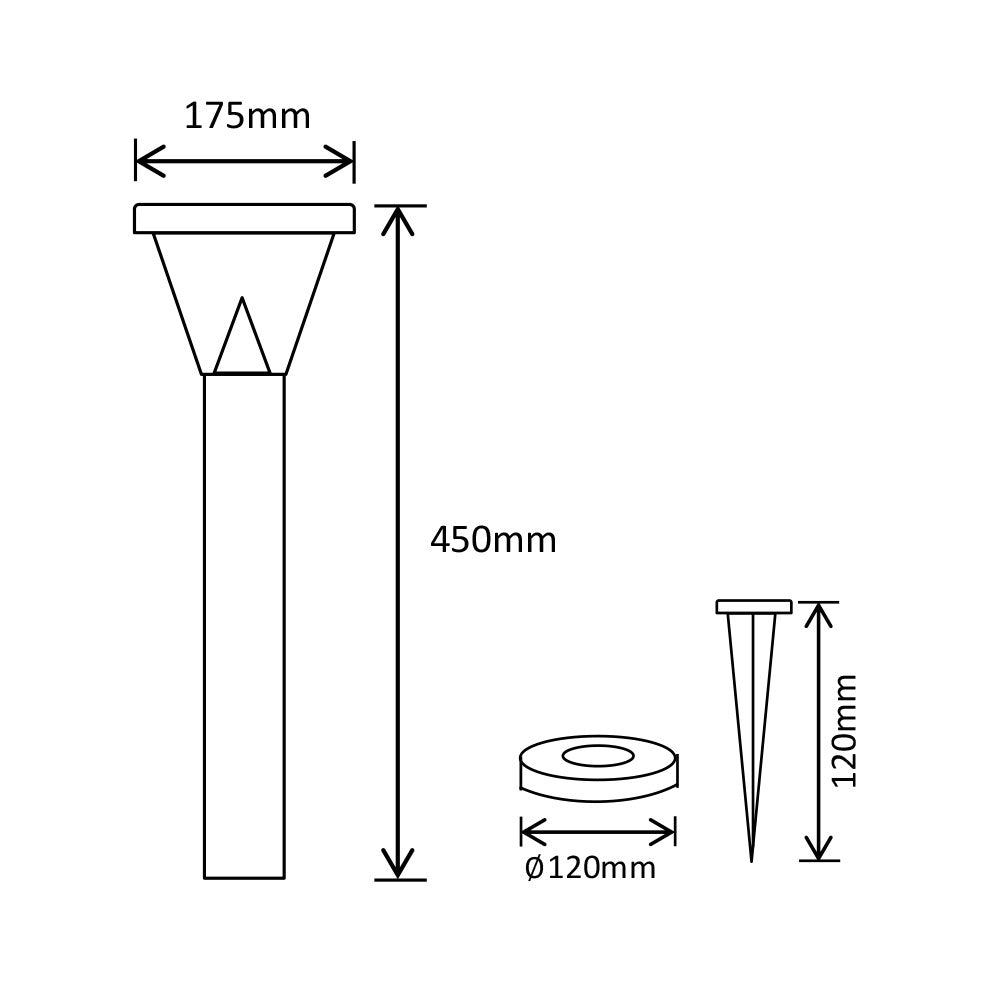 Square Solar LED Bollard with PIR Sensor Stainless Steel - SLDBL0027-2.6W-PIR